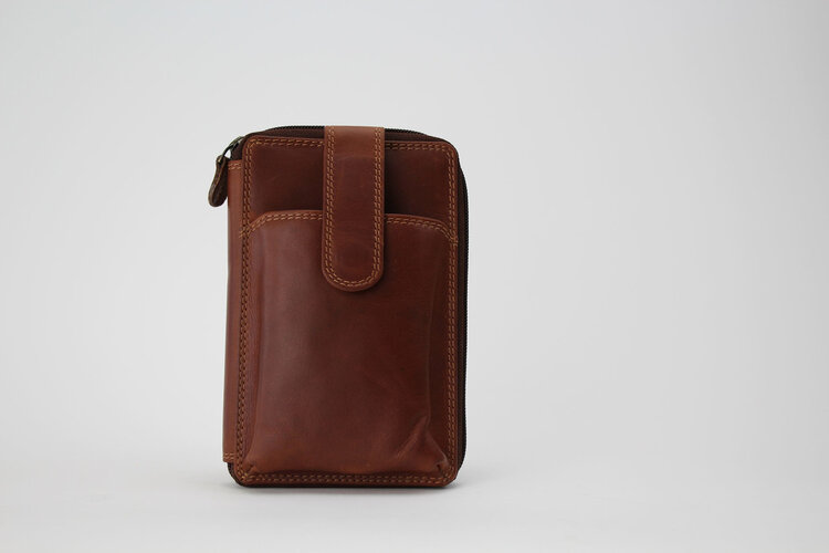 Rugged Earth Leather Purse W/ Cell Phone Holder Brown