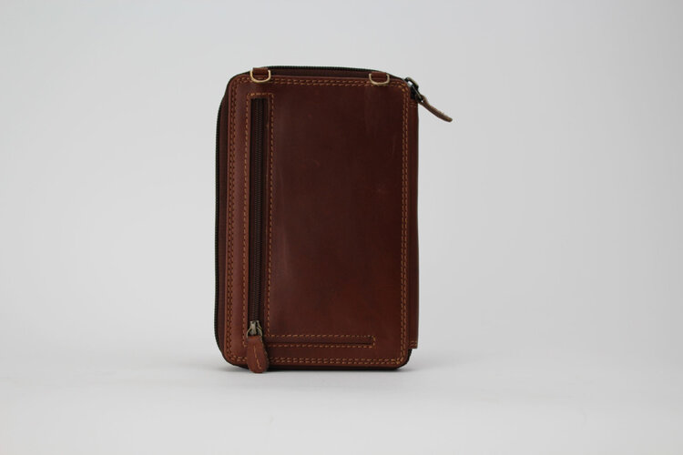 Rugged Earth Leather Purse W/ Cell Phone Holder Brown
