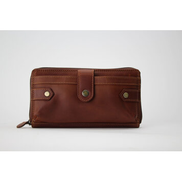 Rugged Earth Leather Horizontal Organizer Purse Brown