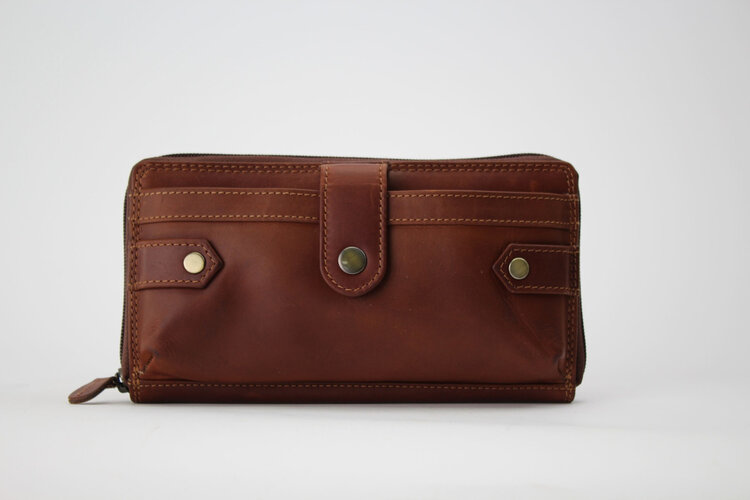 Rugged Earth Leather Horizontal Organizer Purse Brown