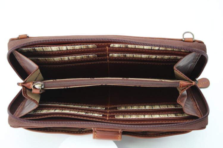 Rugged Earth Leather Horizontal Organizer Purse Brown