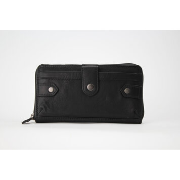 Rugged Earth Leather Horizontal Organizer Purse Black