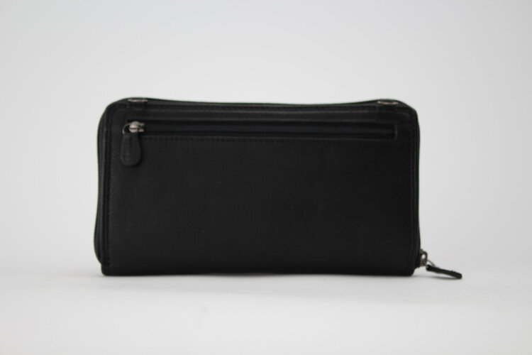 Rugged Earth Leather Horizontal Organizer Purse Black