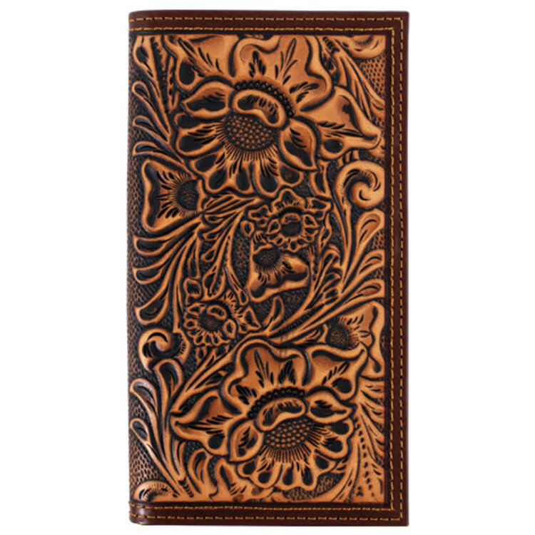 Justin Rodeo Wallet Tan Floral Tooling