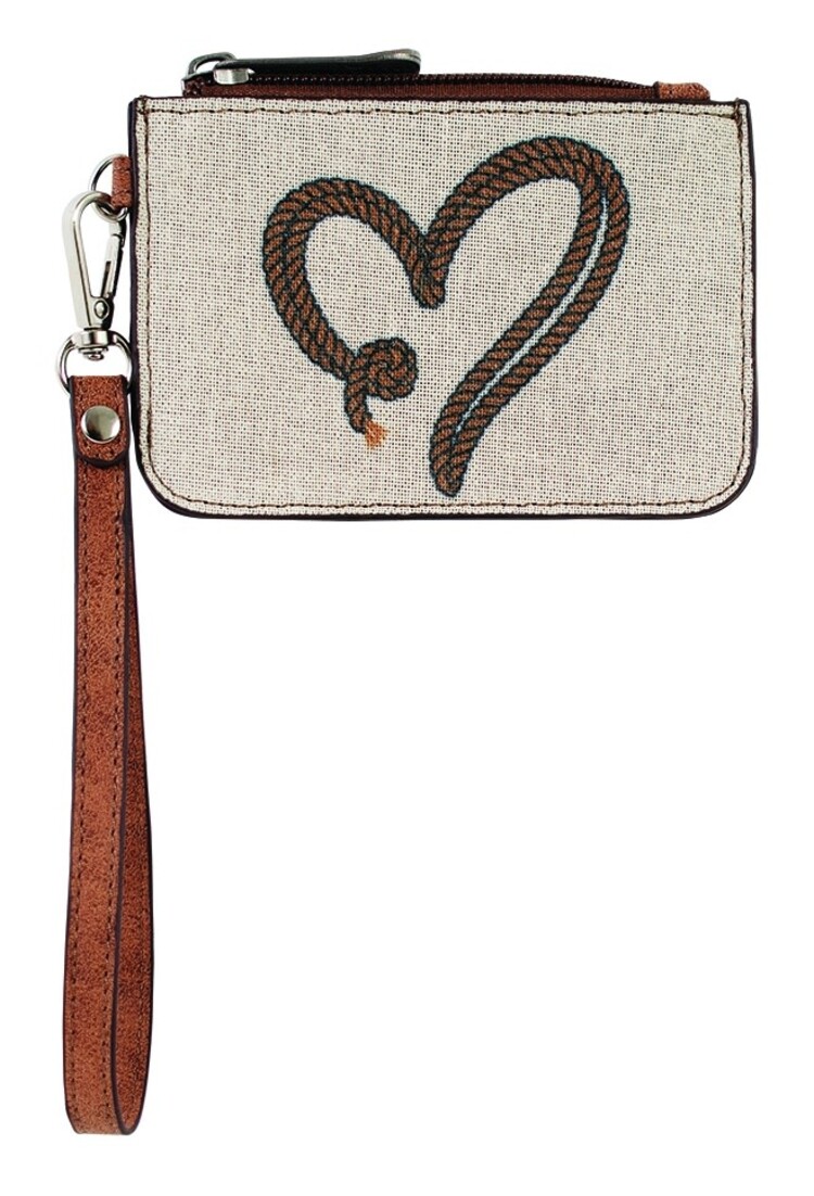 Justin Mini Card Wallet Canvas W/ Rope Heart