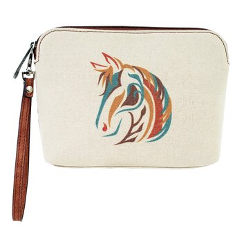 Justin Cosmetic Pouch Canvas W/ Horse Head