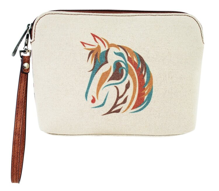 Justin Cosmetic Pouch Canvas W/ Horse Head