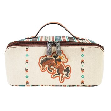 Justin Cosmetic Case Canvas W/ Bronco Cowgirl