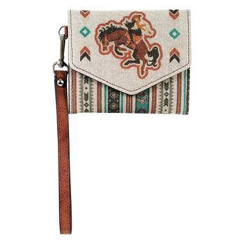 Justin Mini Wallet Canvas W/ Bronco Cowgirl