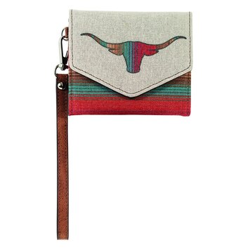 Justin Mini Wallet Canvas W/ Striped Longhorn