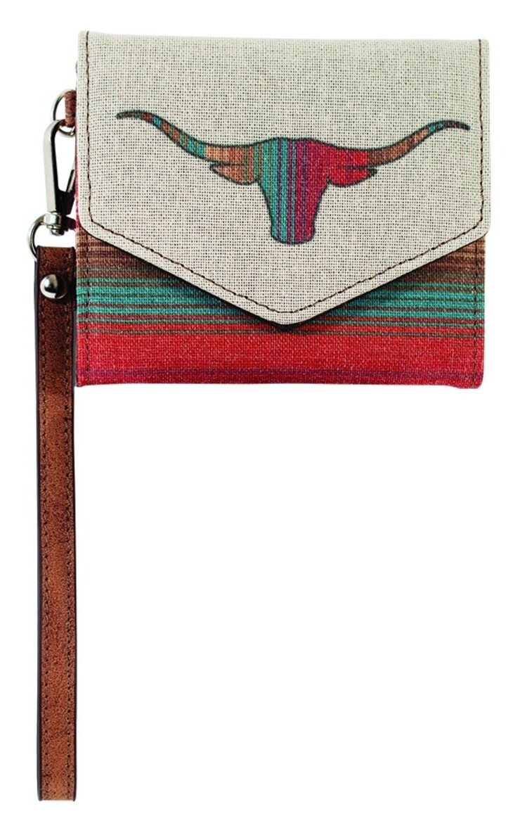 Justin Mini Wallet Canvas W/ Striped Longhorn