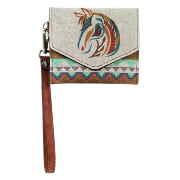 Justin Mini Wallet Canvas W/ Horse Head