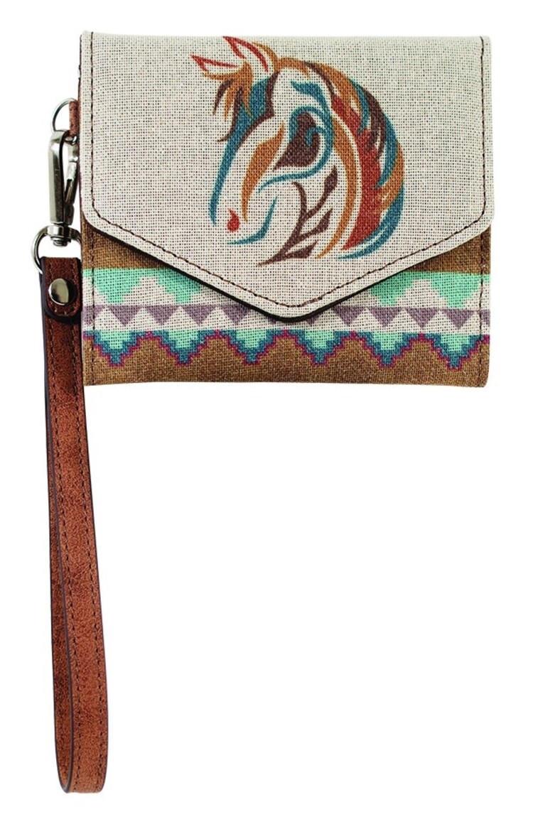 Justin Mini Wallet Canvas W/ Horse Head