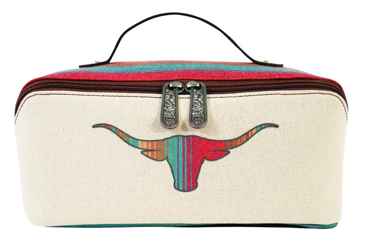 Justin Cosmetic Case W/ Striped Longhorn