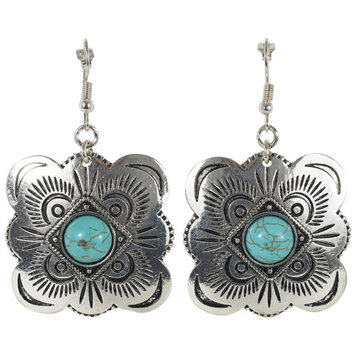 Justin Silver Concho W/ Turquoise Colored Stone