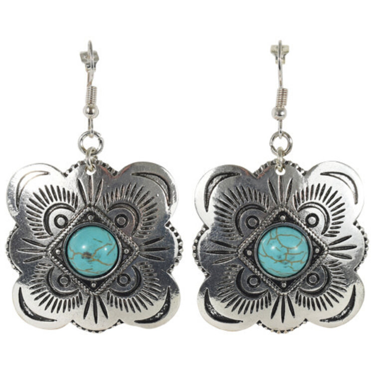 Justin Silver Concho W/ Turquoise Colored Stone