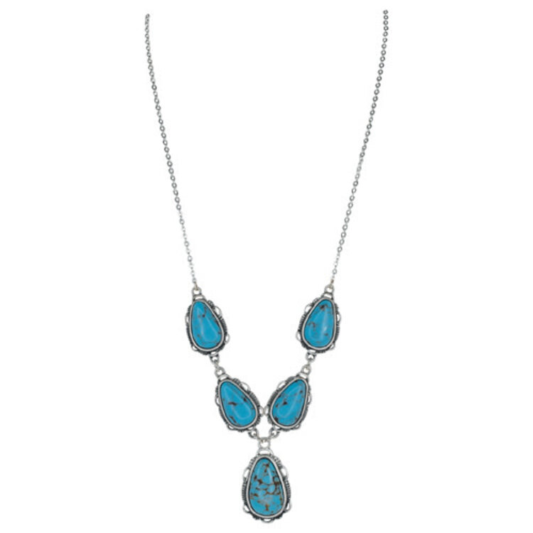 Justin Faux Turquoise Teardrop Stone Lariat
