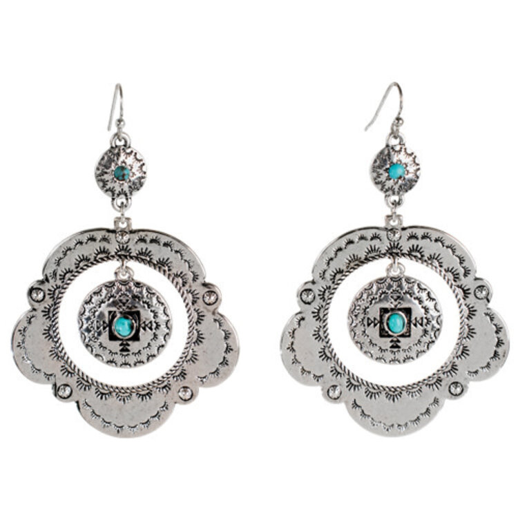 Justin Concho Hoop W/ Pendant Earrings