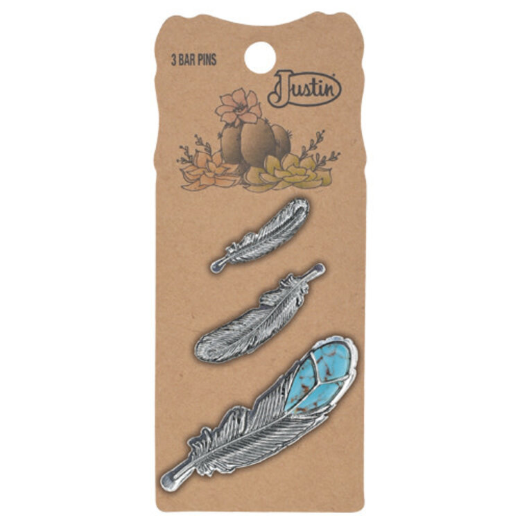 Justin 3 Pack Feather Hat Pins