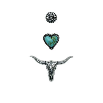 Justin 3 Pack Hat Pin Faux Turquoise Heart