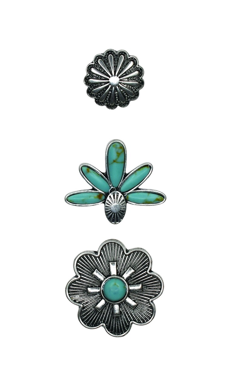 Justin 3 Pack Hat Pin Faux Turquoise Agave