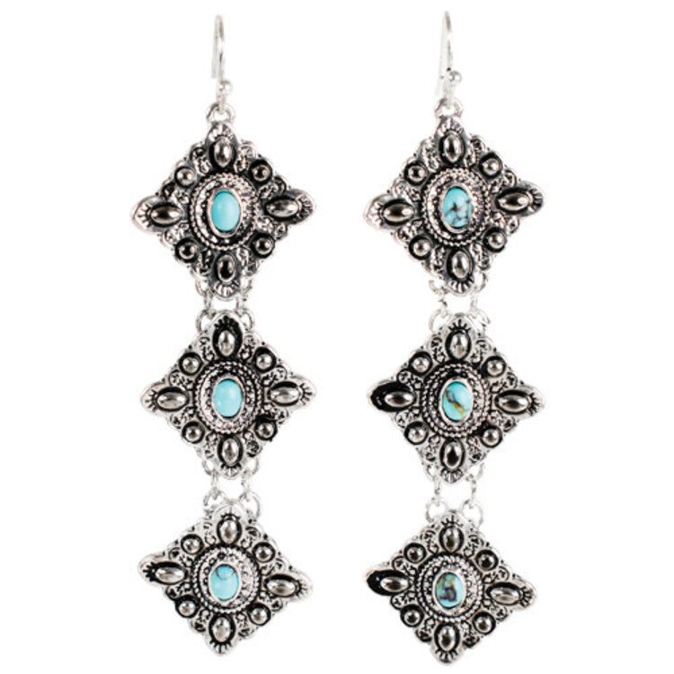 Justin Diamond Conchos W/ Turquoise Stones