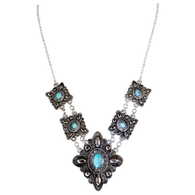 Justin Diamond Concho W/ Turquoise Stone Necklace