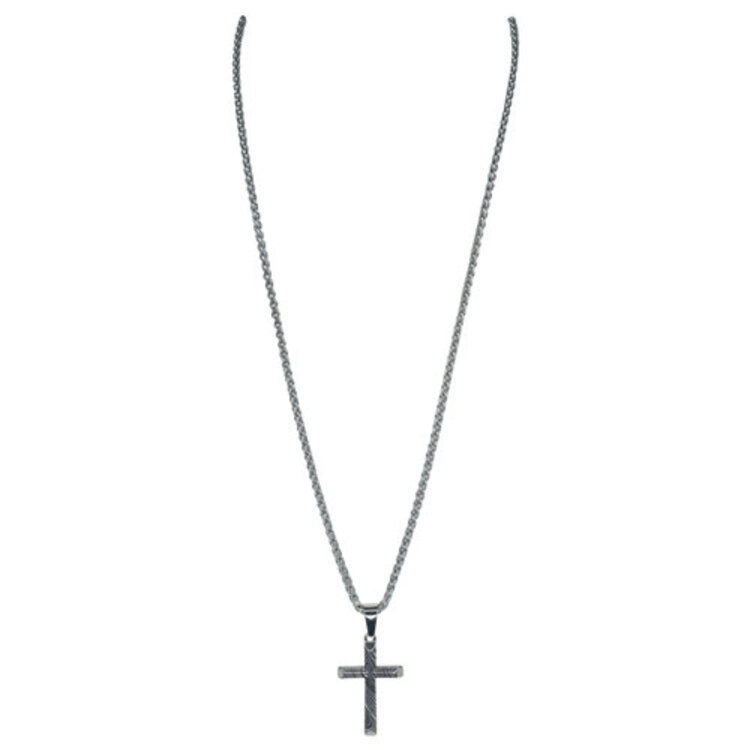 Justin Mens Beveled Faux Damascus Cross