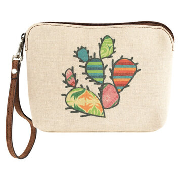 Catchfly Cosmetic Pouch Canvas Patchwork Cactus