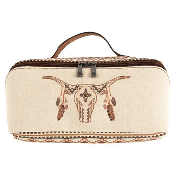 Catchfly Cosmetic Case Canvas Skull Feathers