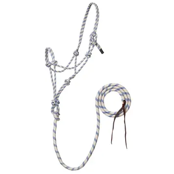 Weaver Leather 5/16" Rope Halter W/ Lead Ivory Blue
