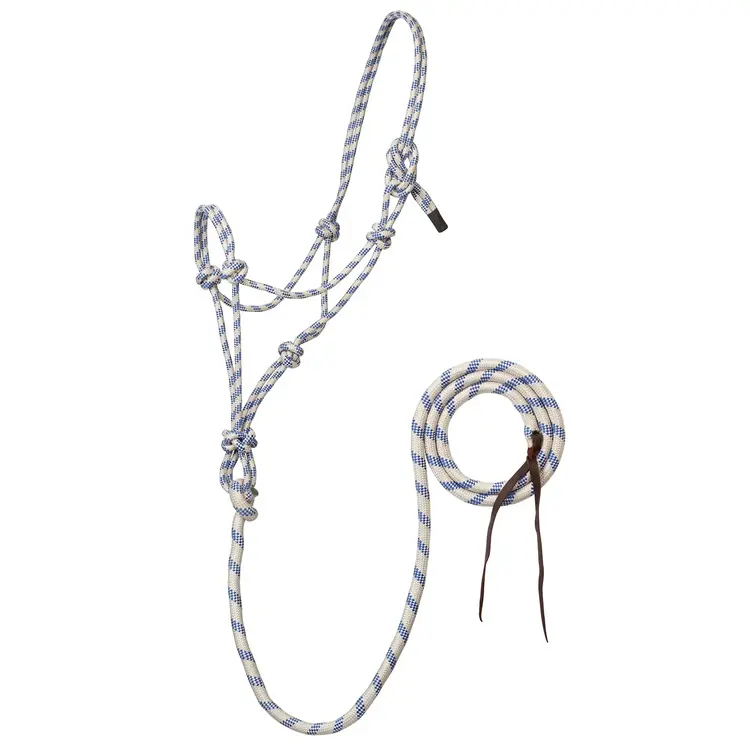 Weaver Leather 5/16" Rope Halter W/ Lead Ivory Blue