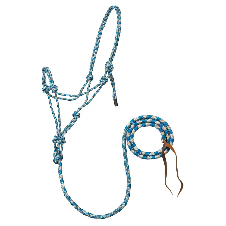 Weaver Leather 5/16" Rope Halter W/ Lead Turquoise Gold Beige