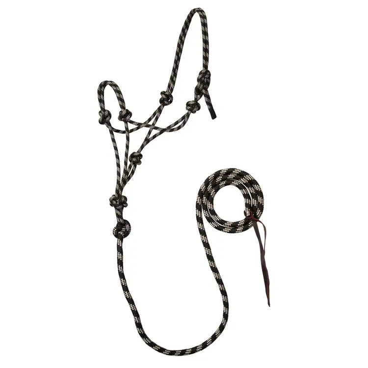 Weaver Leather 5/16" Rope Halter W/ Lead Black Beige