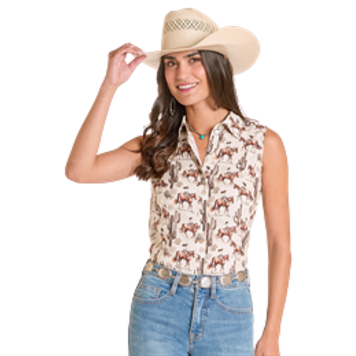Panhandle Western Wear Desert Print Button Down Tank