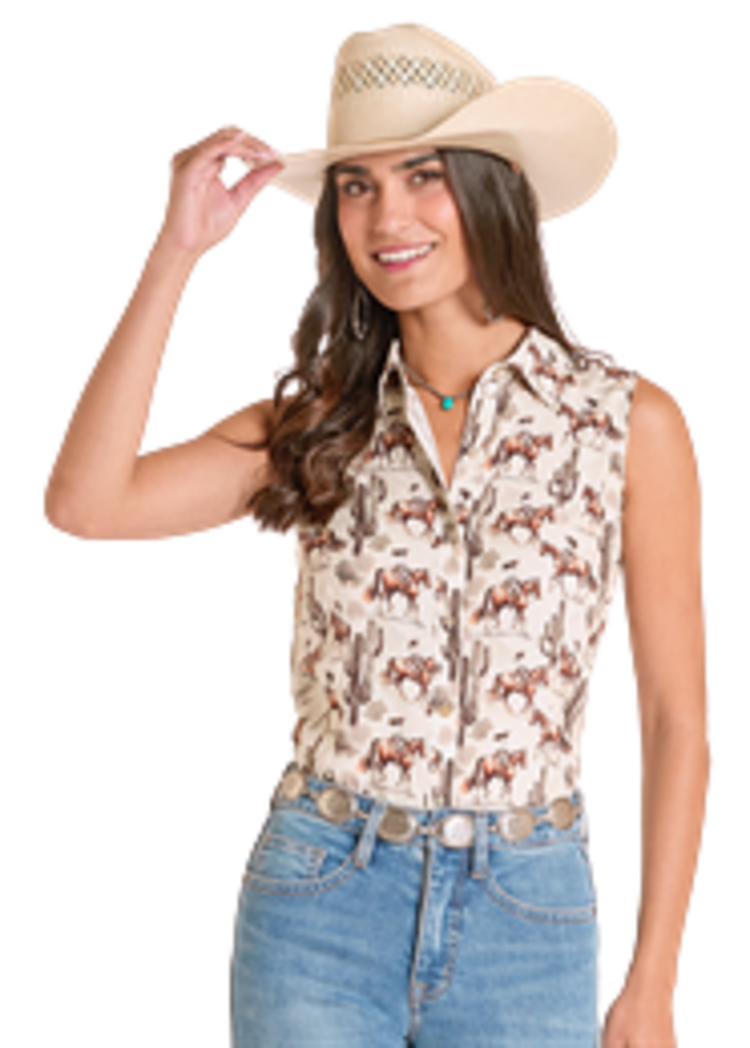 Panhandle Western Wear Desert Print Button Down Tank