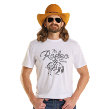Rock & Roll Denim Bucking Bronc Tee White