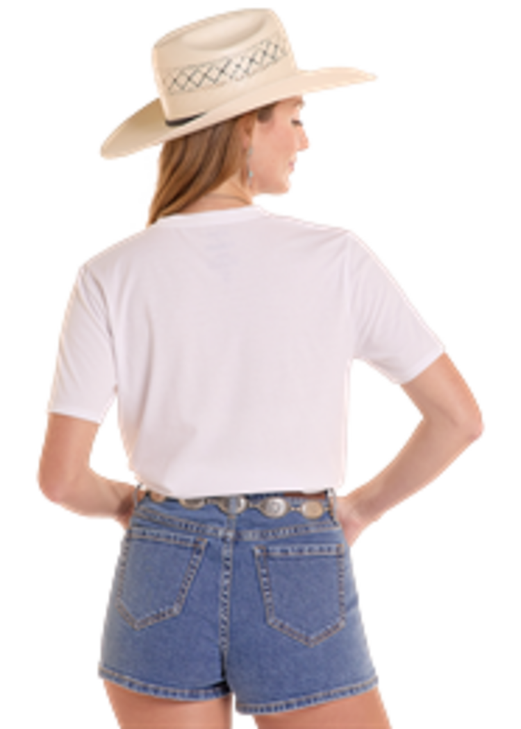 Rock & Roll Denim Bucking Bronc Tee White