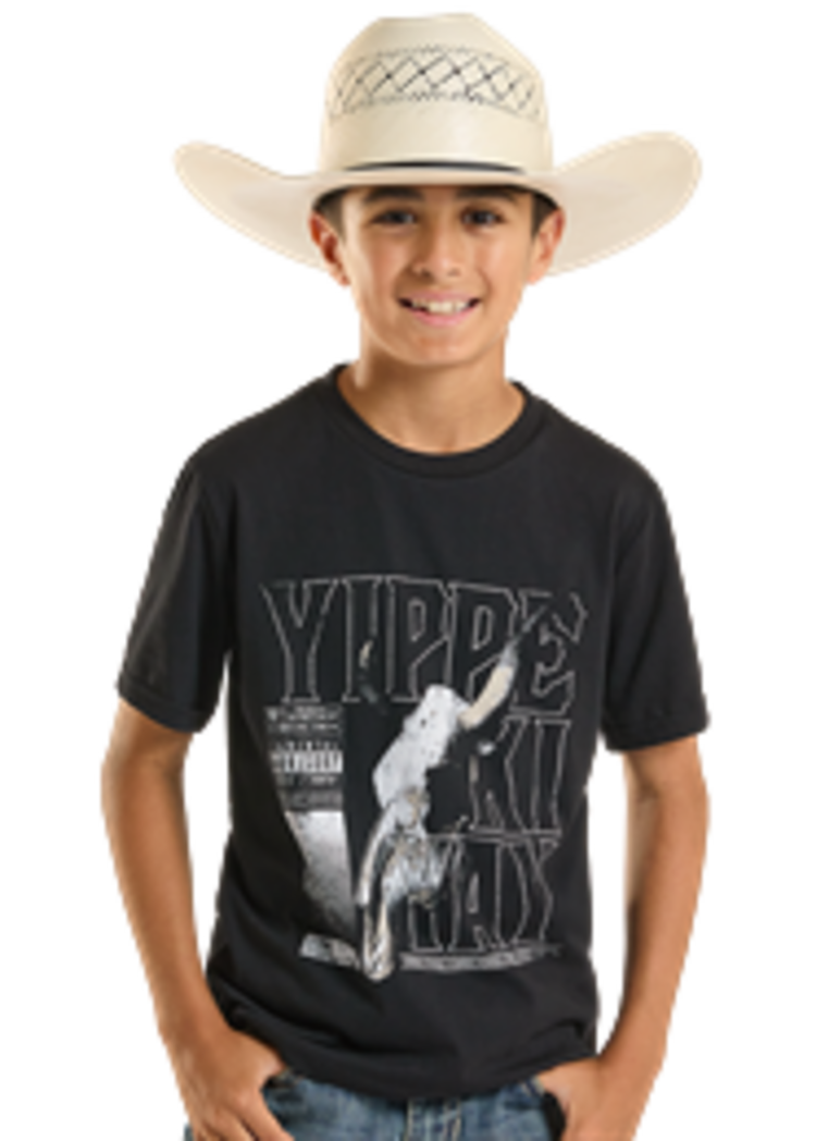 Rock & Roll Denim Youth Yippe Ki Yay Skull Tee Black