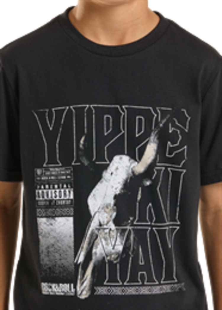 Rock & Roll Denim Youth Yippe Ki Yay Skull Tee Black