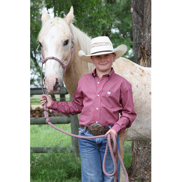 Cinch Youth Button Down Print Pink