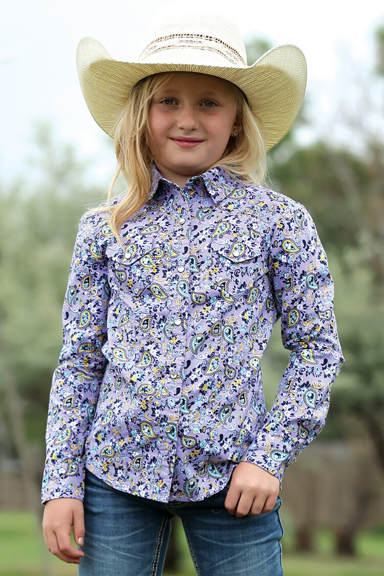 Cruel Denim Youth Lilac Paisley Print Snap