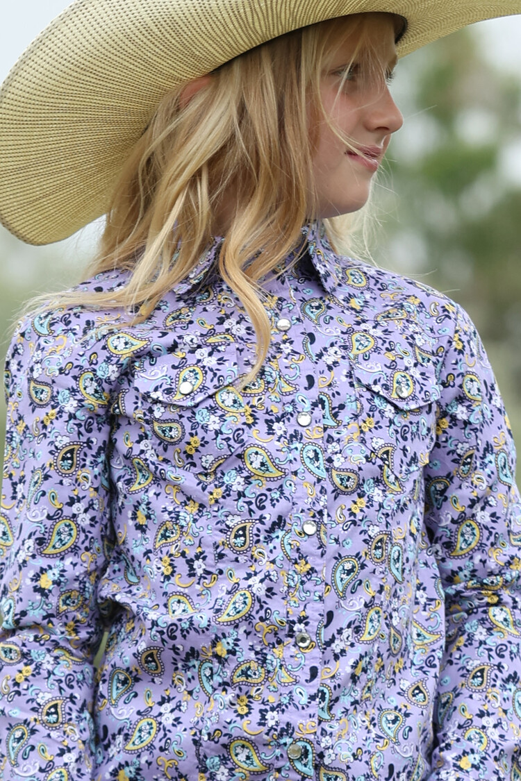 Cruel Denim Youth Lilac Paisley Print Snap