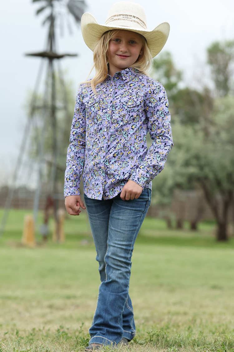 Cruel Denim Youth Lilac Paisley Print Snap