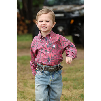 Cinch Infant Button Down Print Pink
