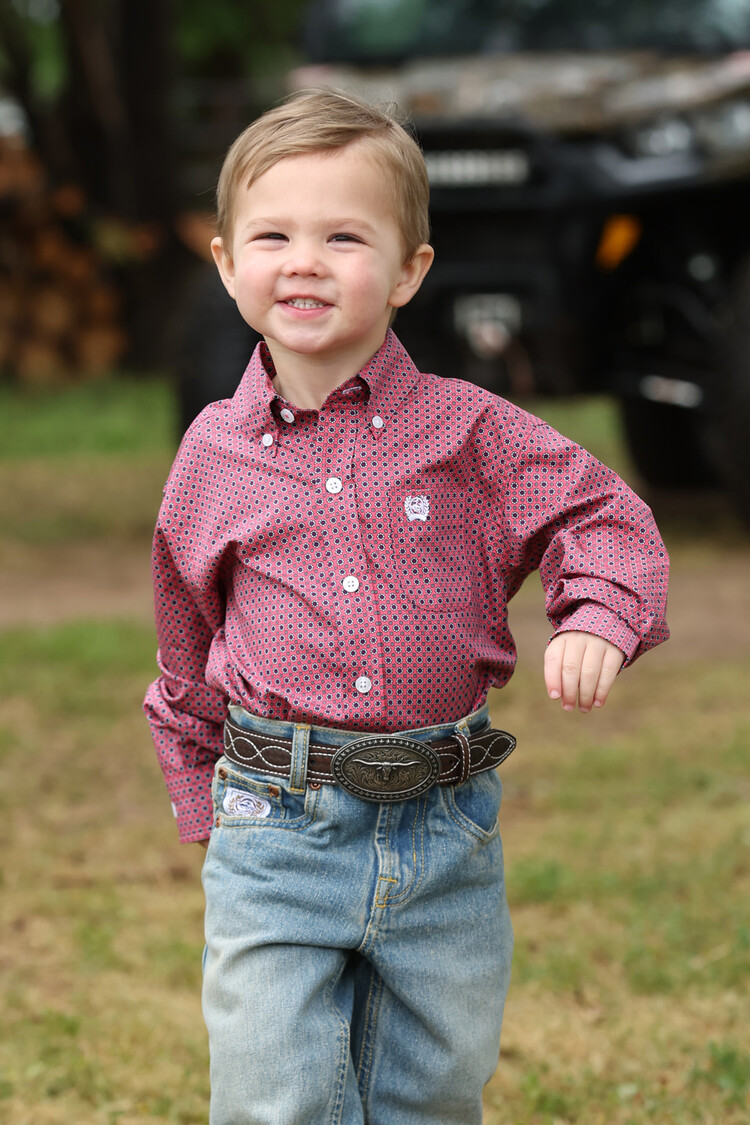 Cinch Infant Button Down Print Pink