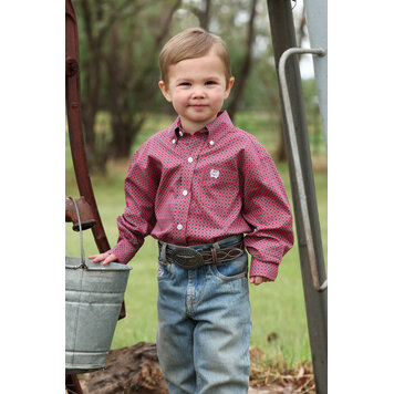 Cinch Toddler Button Down Print Pink