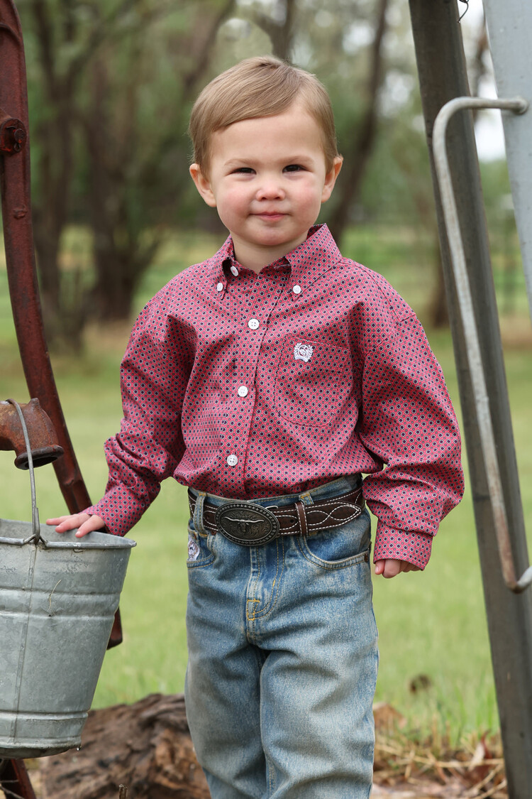 Cinch Toddler Button Down Print Pink