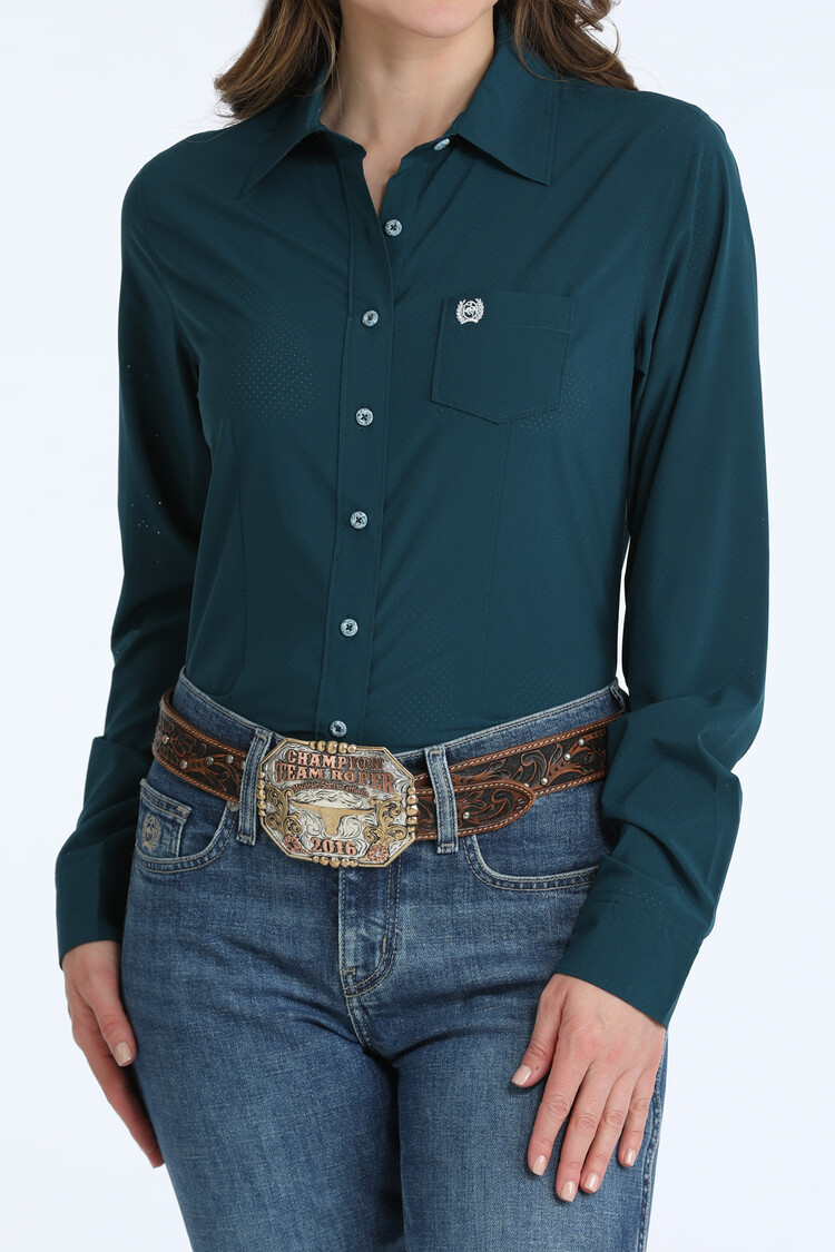 Cinch Arenaflex Button Down Teal