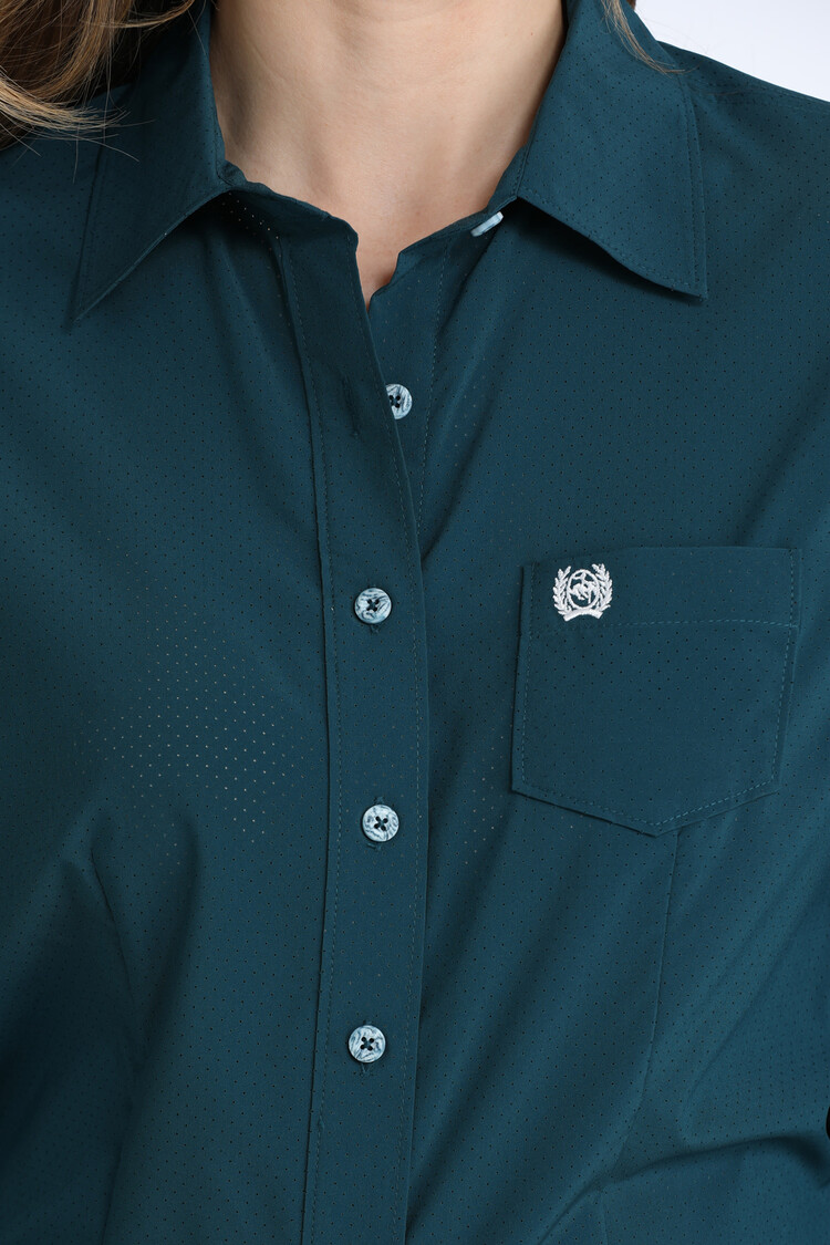 Cinch Arenaflex Button Down Teal